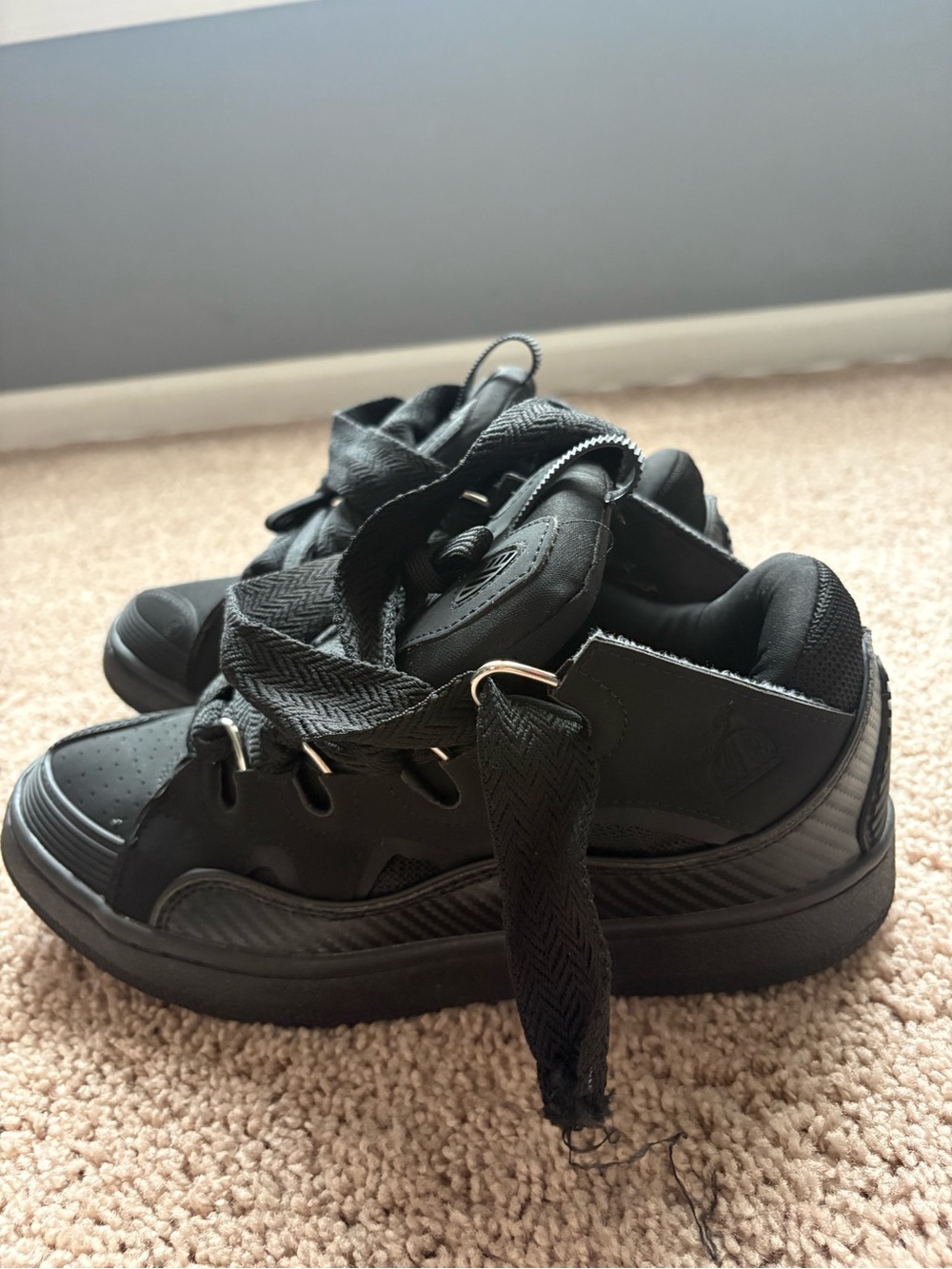 Lanvin Black Leather & Textile Low-Top Sneakers